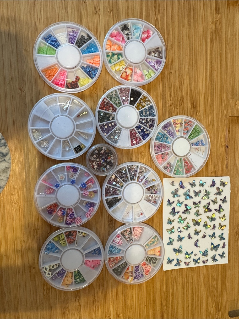 Assorted Nail Art Embellishment Wheels - Multicolor